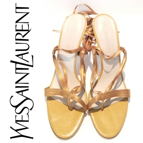 Yves Saint Laurent Shoes - YSL Rive Gauche Ford Strap Stiletto Sandals